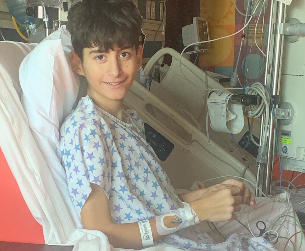 Calvin in his hospital bed at Phoenix Children's.