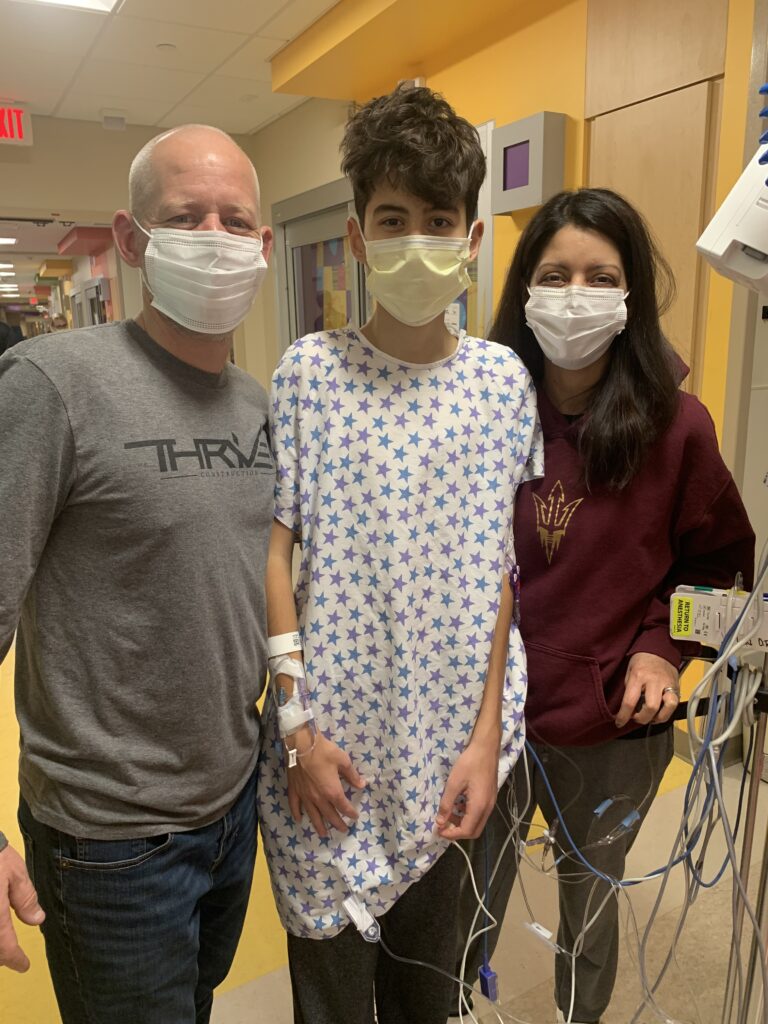 Calvin and his parents at Phoenix Children's.